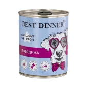 BEST DINNER EXCLUSIVE VET PROFI для собак и щенков с 6 мес с профилактикой мочекаменной болезни (ГОВЯДИНА), 340 г.