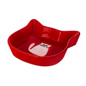 Миска керамическая "Кошка" (13,6 * 13,5 * 3 см), красная, 280 мл