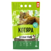 Наполнитель КОТЯРА комкующийся, луговые травы, 10 л, 4,2 кг