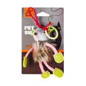 Игрушка WOGY Мышка (10 * 7 * 3,5 см) для кошек, мягкая, с мятой на веревочке 15 см, с кольцом, микс