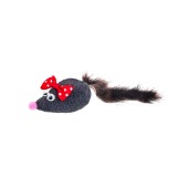 Игрушка Мышь-милаха МИККИ серая с норковым хвостом для кошек