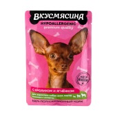 ВКУСМЯСИНА пауч для собак гипоаллергенный (КРОЛИК, ЯГНЕНОК, СОУС), 85 г