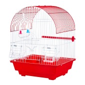 Клетка WOGY для птиц (38 * 30 * 23 см) 2 кормушки, жердочка, качели, с поддоном, микс
