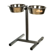 Миски металлические + регулируемая подставка, ХРОМ 2 * 1,6 л, ЗООНИК
