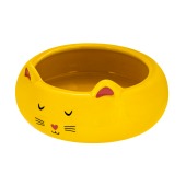 Миска керамическая КОШКА-ЛЕПЕШКА ( 13 * 5,5 см) жёлтая