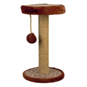 Когтеточка СТОЛБИК С ПОЛКОЙ круглая, мех (28 * 28 * 50 см), BLACK CAT