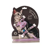 Шлейка WOGY Кошечка (5 * 4,5 см) с поводком (120 * 1 см) для кошек, колокольчик, микс