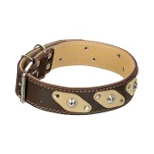 Ошейник №45 кожаный (ДВОЙНОЙ, УКРАШЕННЫЙ), ЧК