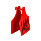 Бирка двойная СКС (61 * 80 мм) красная с номером (под щипцы СКС с иглой), 100 шт