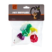 Набор игрушек WOGY Мышка с перьями, мягкая игрушка, мячик ротанг, для кошек, микс