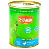 ЧЕТВЕРОНОГИЙ ГУРМАН мясное ассорти для собак (ПЕРЕПЁЛКА), 340 г