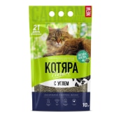 Наполнитель КОТЯРА комкующийся с активированным углём, 10 л, 4,2 кг