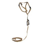 Комплект шлейка (ОШ 20-30 см, ОГ 30-45 см) и поводок (1,2 м), 1 см, БЕЖЕВЫЙ, ДАРЭЛЛ