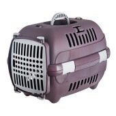 Переноска ТУРНЕ 2.0 с пластиковой дверцей, пудровая (47,5 * 31,5 * 33 см), ЗООЭКСПРЕСС