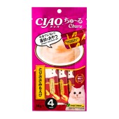 INABA Ciao Churu пюре из курицы и креветок для кошек, 4 шт по 14 г
