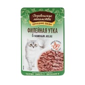 ДЕРЕВЕНСКИЕ ЛАКОМСТВА пауч для кошек "Домашние обеды" в нежном желе (ФИЛЕЙНАЯ УТКА), 70 г