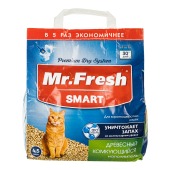 Наполнитель MR. FRESH SMART для короткошёрстных кошек, комкующийся, древесный, 4,5 л