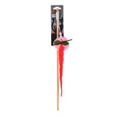 Игрушка-дразнилка WOGY Шарик d-5 см меховой с бусинами, колокольчиком и червячком 20 см на палочке для кошек