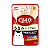 INABA Ciao Pouch пауч для кошек (КУРИНОЕ ФИЛЕ, КАЦУОБУСИ), 40 г