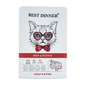 BEST DINNER для кошек (ГОВЯДИНА, КАРТОФЕЛЬ), 400 г