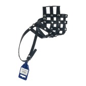 Намордник кожаный №3, сетчатый чёрный (щенок овчарка), ДАРЭЛЛ