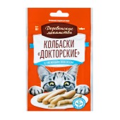 ДЕРЕВЕНСКИЕ ЛАКОМСТВА колбаски докторские с нежным лососем для кошек, 6 * 10 г