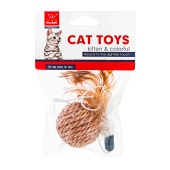 Мячик на веревке с пером и колокольчиком для кошек (35 * 5 см), NUNBELL