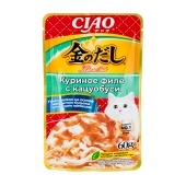 INABA Kinnodashi пауч для кошек (КУРИЦА, КАЦУОБУСИ В ЖЕЛЕ), 60 г