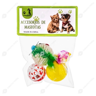 Набор игрушек для кошек (d=4 см) микс, 3 предмета. NUNBELL.