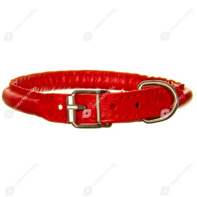 Ошейник кожаный CORD (КРУГЛЫЙ) цветной, d 0,8 см, пряжка 1,4 см, 35 - 40 см