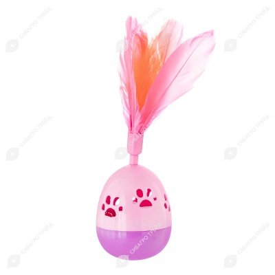Игрушка яйцо-неваляшка (21 * 7 см) с пером для кошек, NUNBELL
