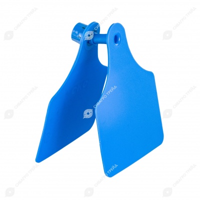 Бирка двойная СКС (61 * 80 мм) синяя без номера (под щипцы СКС с иглой), 100 шт