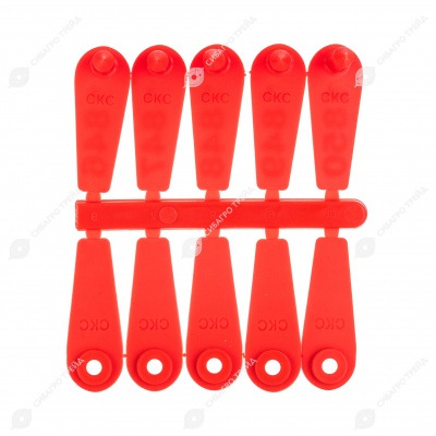 Бирка "Лепесток" с номером, под щипцы с красной иглой 50 * 18 мм, 50 шт