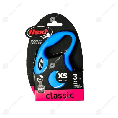 Рулетка CLASSIC XS (3 м, 12 кг) ремень, синий, FLEXI