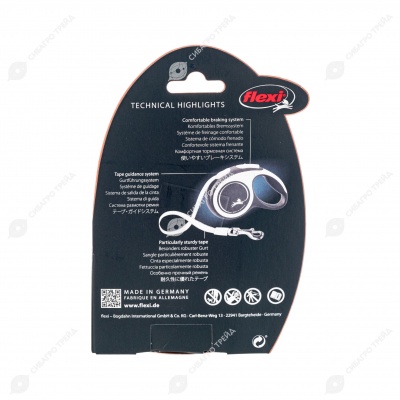 Рулетка COMFORT XS (3 м, до 12 кг) ремень, красный, FLEXI