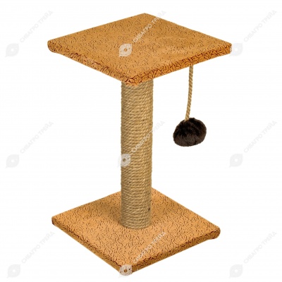 Когтеточка СТОЛБИК С ПОЛКОЙ мебельн.ткань (28 * 28 * 50 см), BLACK CAT