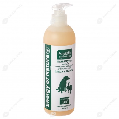 ENERGY OF NATURE шампунь Блеск&Объём для собак и кошек (МЁД, МАСЛО МИНДАЛЯ), 350 мл
