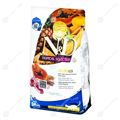 N&D TROPICAL SELECTION для стерилизованных кошек (ЯГНЕНОК), 1,5 кг