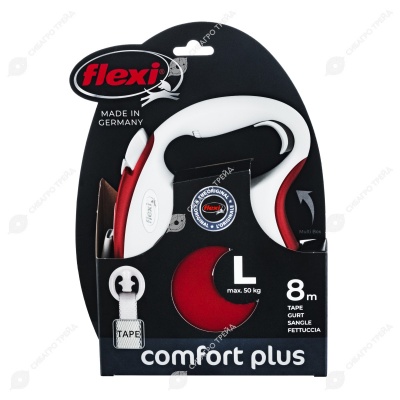 Рулетка COMFORT PLUS L (8 м, 50 кг) ремень, красный, FLEXI