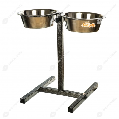 Миски металлические + регулируемая подставка, ХРОМ 2 * 4 л, ЗООНИК