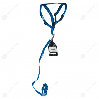 Комплект шлейка (ОШ 20-30 см, ОГ 30-45 см) и поводок (1,2 м), 1 см, СИНИЙ, ДАРЭЛЛ