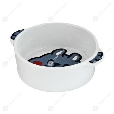 Миска WOGY Веселые мордашки (d=17,7 см, h=6 см) для животных, керамическая с принтом, микс