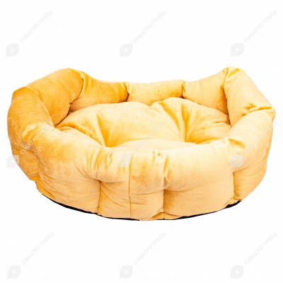 Лежанка PUMA овальная пухлая с подушкой БЕЖЕВЫЙ (62 * 50 * 19 см)