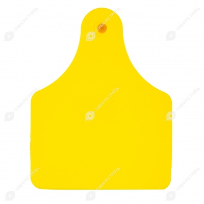 Бирка двойная СКС (61 * 80 мм) жёлтая без номера (под щипцы СКС с иглой), 100 шт