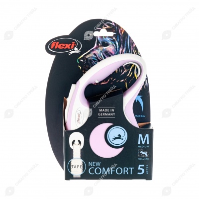 Рулетка COMFORT M (5 м, до 25 кг) ремень, розовый, FLEXI