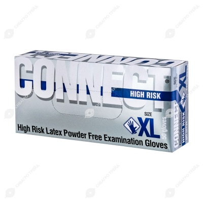 Перчатки латексные усиленные с удлиненной манжетой, размер XL, 50 шт, CONNECT HIGH RISK