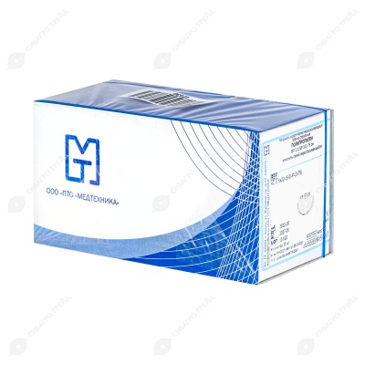 Нить ПОЛИПРОПИЛЕН, MP 2 (USP 3-0), 75 см 1 игла колющая, 22 мм, изгиб 1/2, 20 шт, МТ