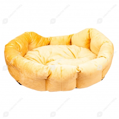 Лежанка PUMA овальная пухлая с подушкой БЕЖЕВЫЙ (75 * 60 * 22 см)