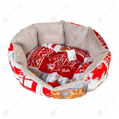 Лежанка НОВОГОДНИЕ ЧУДЕСА №1 серый мех (50 * 40 * 16 см), BLACK CAT