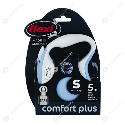 Рулетка COMFORT PLUS S (5 м, 15 кг) ремень, светло-синий, FLEXI